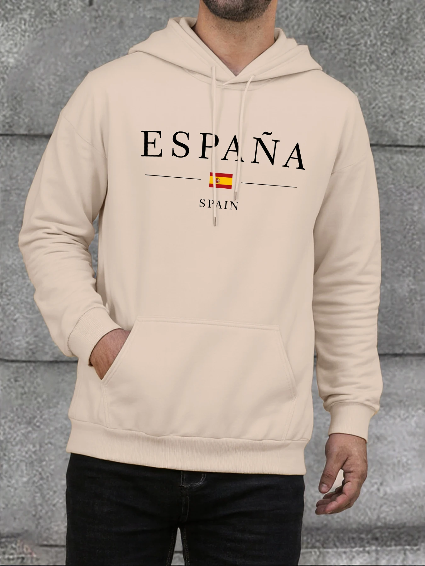 Sudadera con capucha con estampado de bandera de España y España para hombre, sudadera de lana de gran tamaño, jersey cálido de calle, ropa informal de moda para otoño para hombre