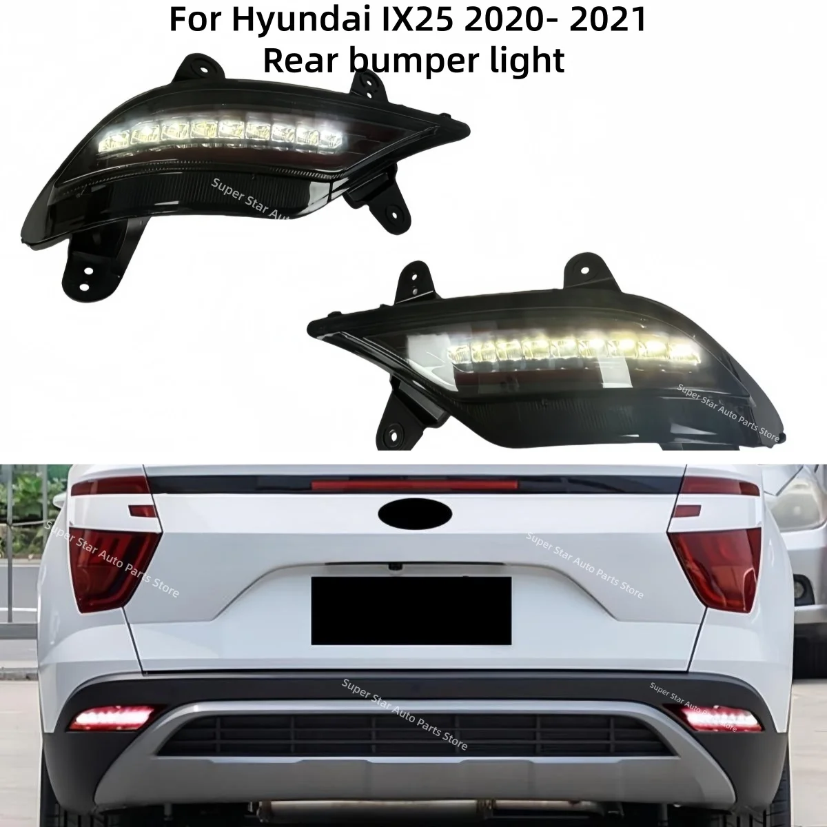 For Hyundai IX25 2020- 2021 Rear bumper light Three functions Modification Brake light Turn signal Warning light Auto parts LED