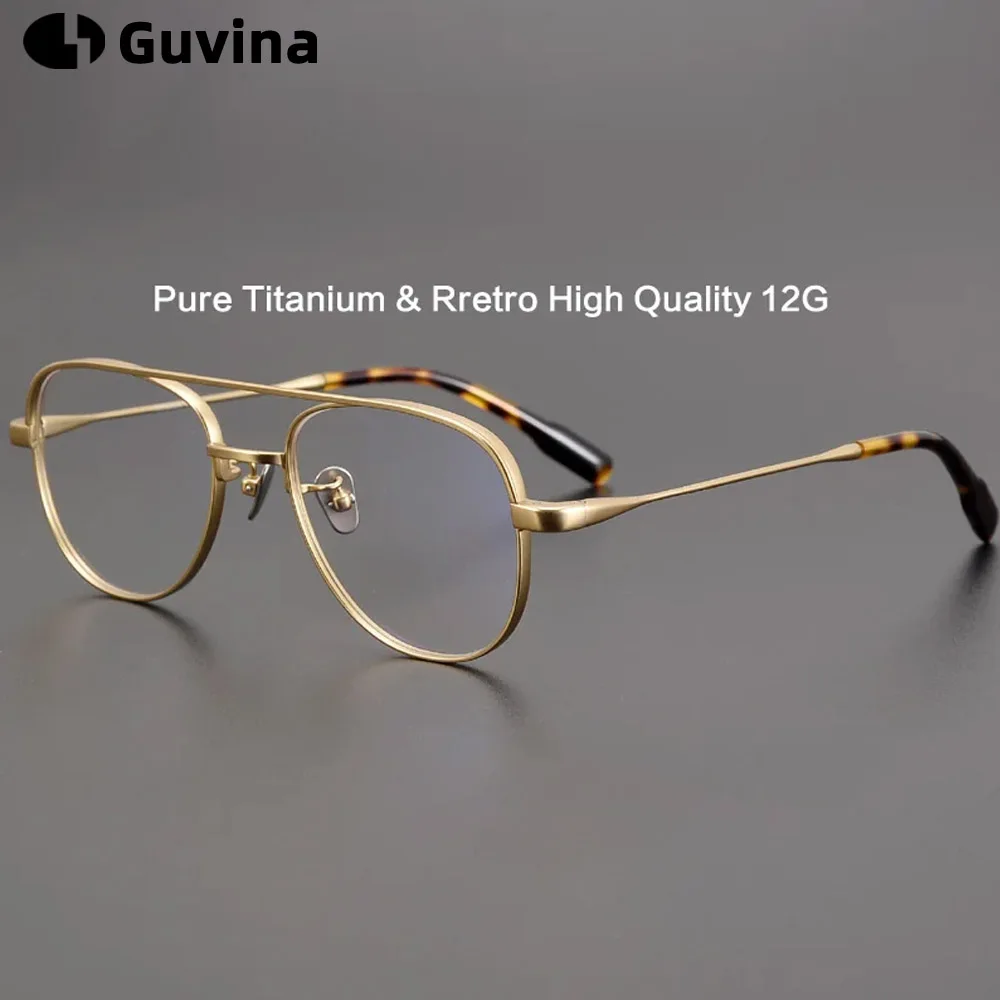 

Men Pure Titanium Pilot Glasses Frame Women Retro Luxury Brand Optical Myopia Prescription Eyeglasses Frames Ultralight Eyewear