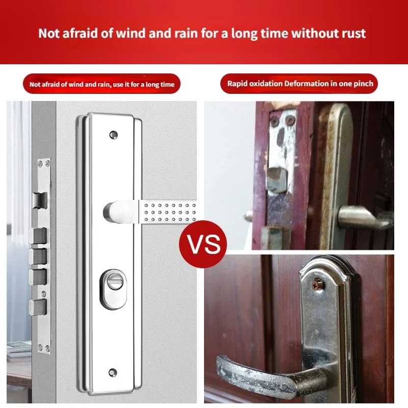 Multi Function  Stainless Steel Anti-theft  Entrance Gate Lock plate  Anti-explosion Security Mirrow Shinny Widen lock Handle