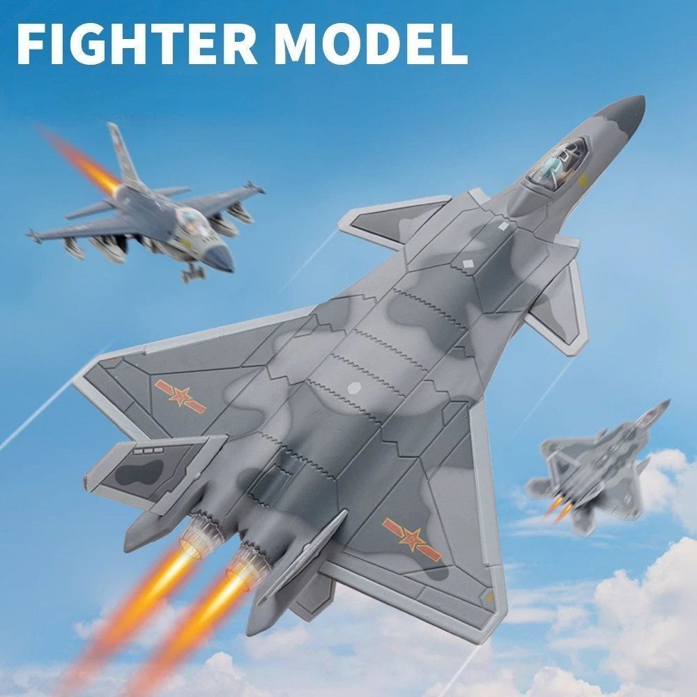

1:50 Simulation Alloy Military J-20 Fighter Model Ornament Toy with Sound and Light Diecast Alloy Car Model Collectible