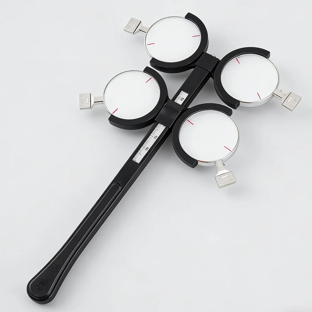 Adjustable PD Scale 4-Lens Insert Flip Trial Lens Holder Plastic Optical Frame Optometry Tool for Amblyopia Myopia Training