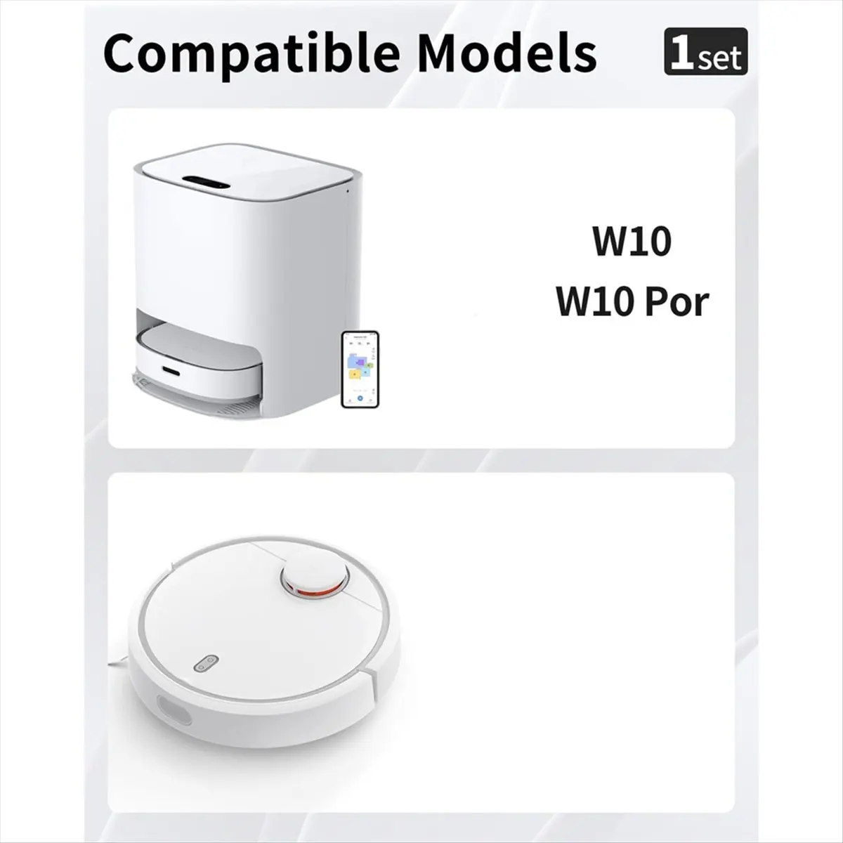 

(ABPO) Запасные части для робота-пылесоса Dreame W10/W10 Pro: основная и боковые щетки, HEPA-фильтр, салфетка для влажной уборки