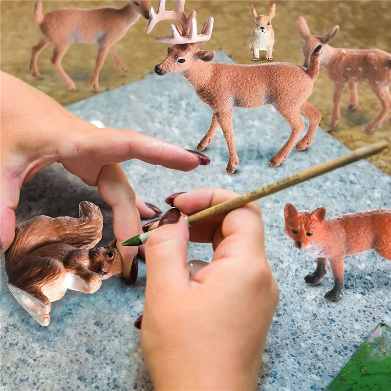 

MACH-12 Pieces Woodland Animals Figures Forest Creatures Figurines Squirrel Deer Family Figurines Miniature