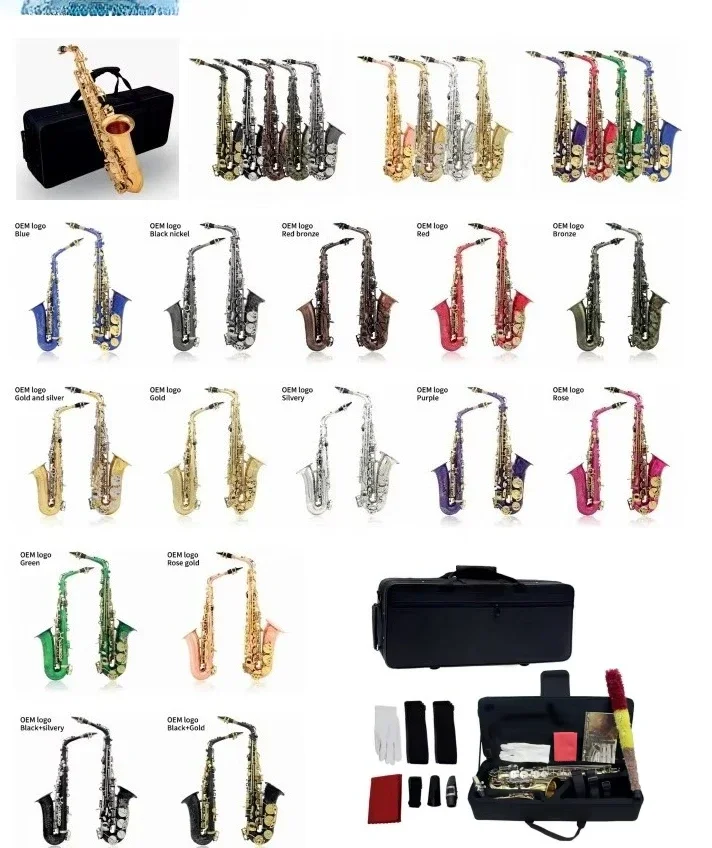 Professional Performance of Alto Saxophone in Brass Flat B-key, Playing Saxophone Wind Instruments for Adult Beginners