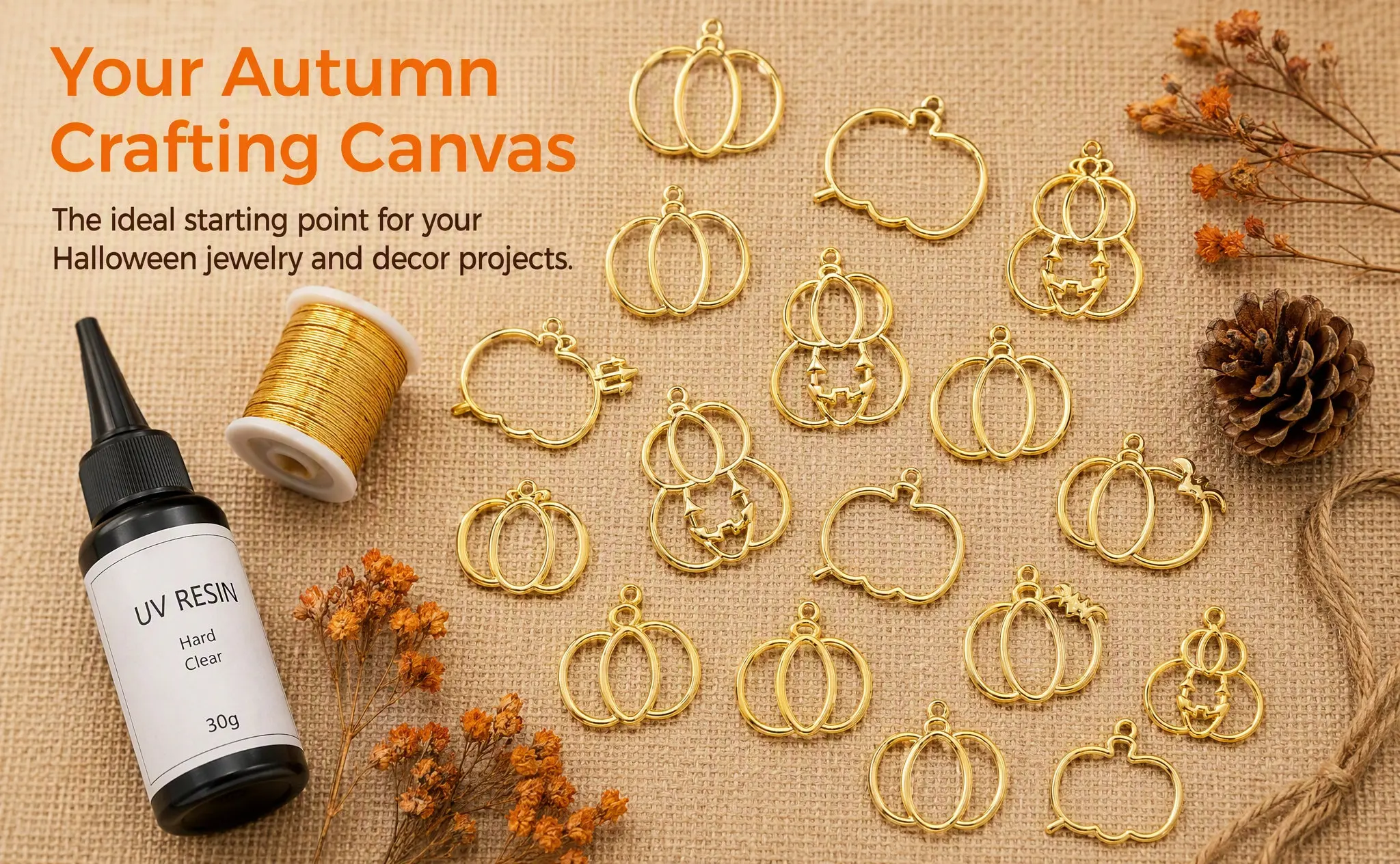 20pcs Metal Pumpkin Molds for UV Resin Art – Odor-Free, Scratch-Resistant DIY Jewelry Making Kit