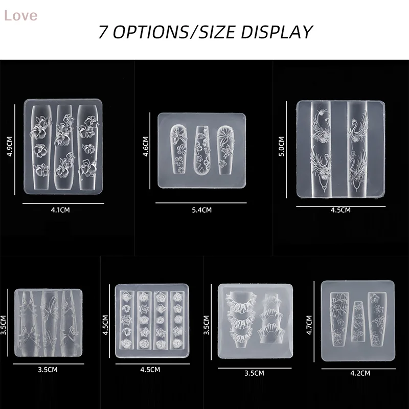  3D قالب من السيليكون زهرة مسمار الفن زينة الأظافر DIY تصميم فراشة مسمار العفن ختم لوحة قالب مانيكير #5
