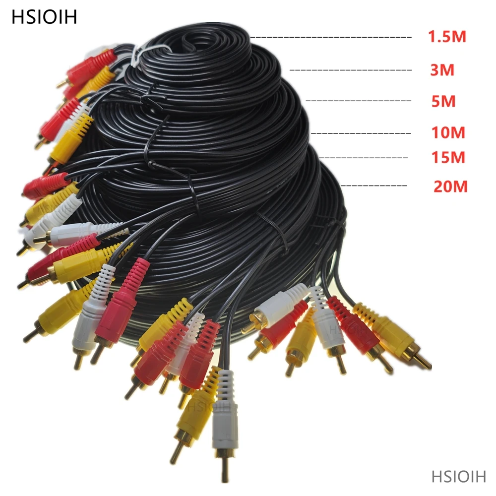 3RCA ذكر إلى 3 RCA ذكر مركب كابل الصوت والفيديو AV 3X RCA بالجملة والتجزئة 1.5 م 3 م 5 م 10 م 15 م 20 م