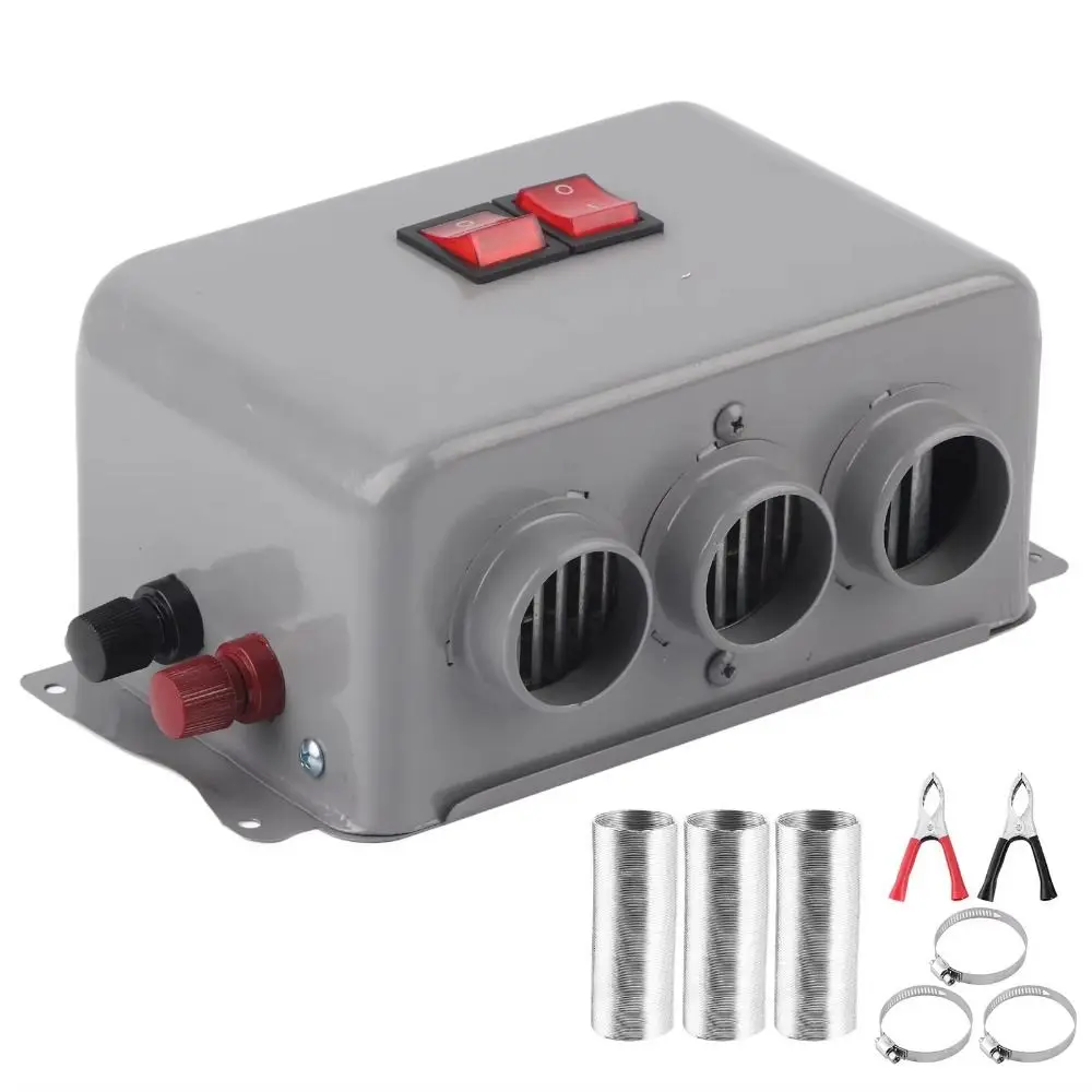 12V/24V Car Heater 3 Hole 600W‑800W Electric Heater Fan Low Noise High Power Portable Demister Defroster Winter Fast Heating