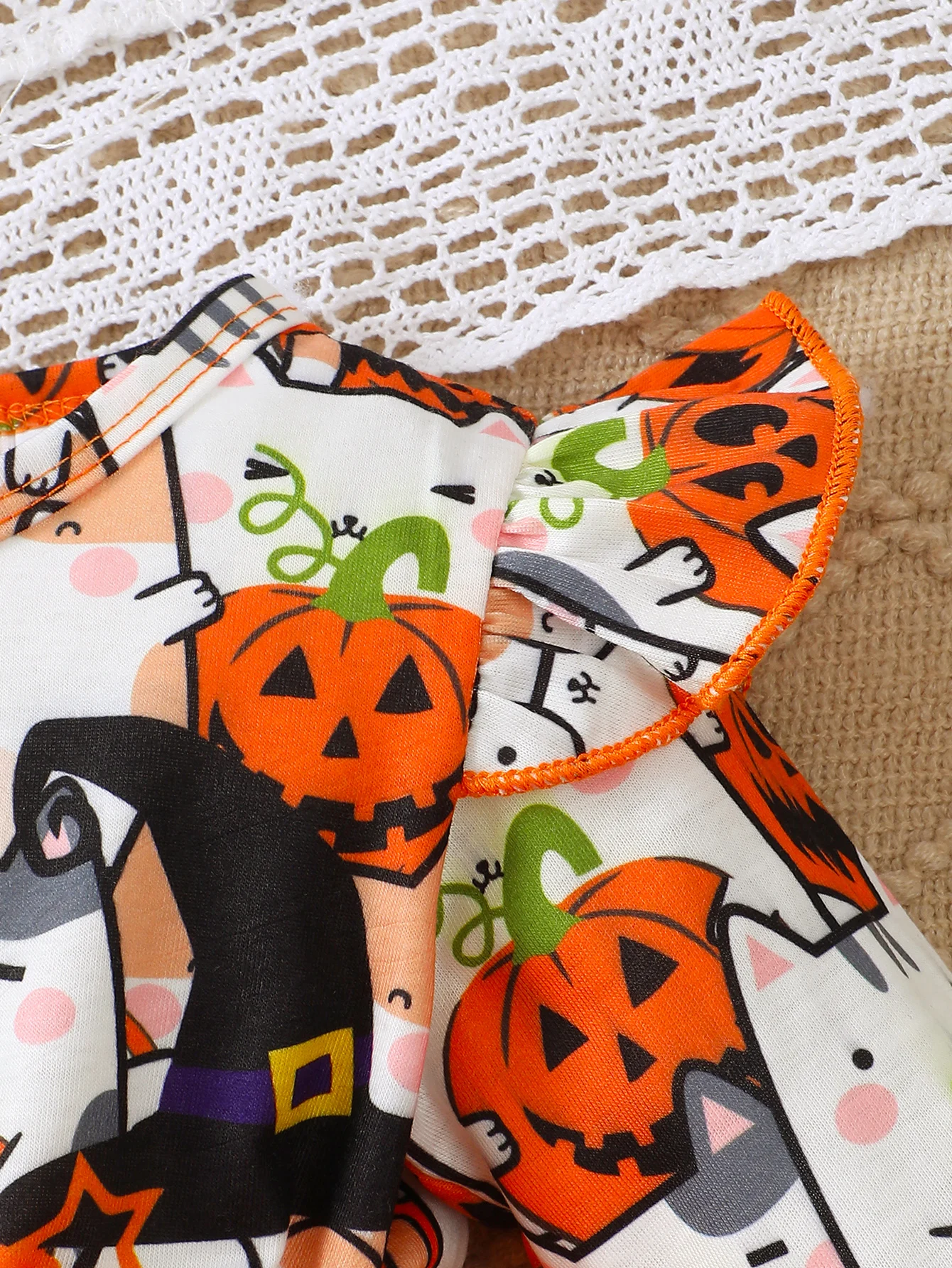 0-3 Year old Children\'s Girl Dress Round neck Cartoon Halloween Element Tulle Long sleeved Dress Girl Halloween Party Dress