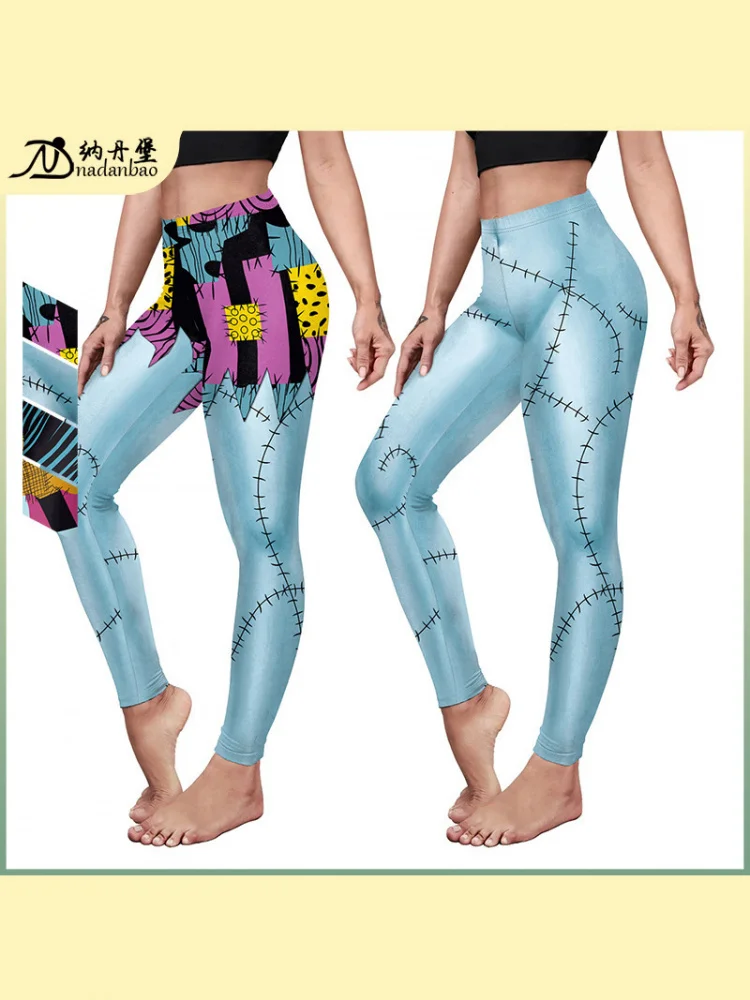 

Хэллоуин 3D цифровой принт леггинсы с контролем живота женские базовые брюки длинные брюки ткань с принтом подтяжка ягодиц