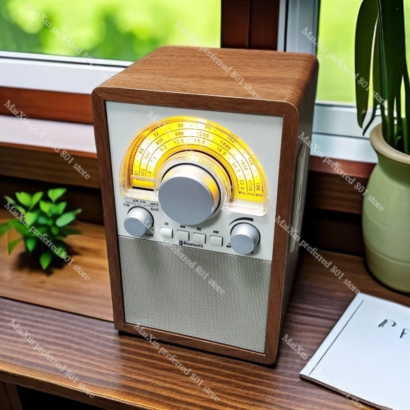 

Vintage Wooden Radio Bluetooth TF Card Rechargeable FM/AM/SW Desktop Home Speaker Retro Style