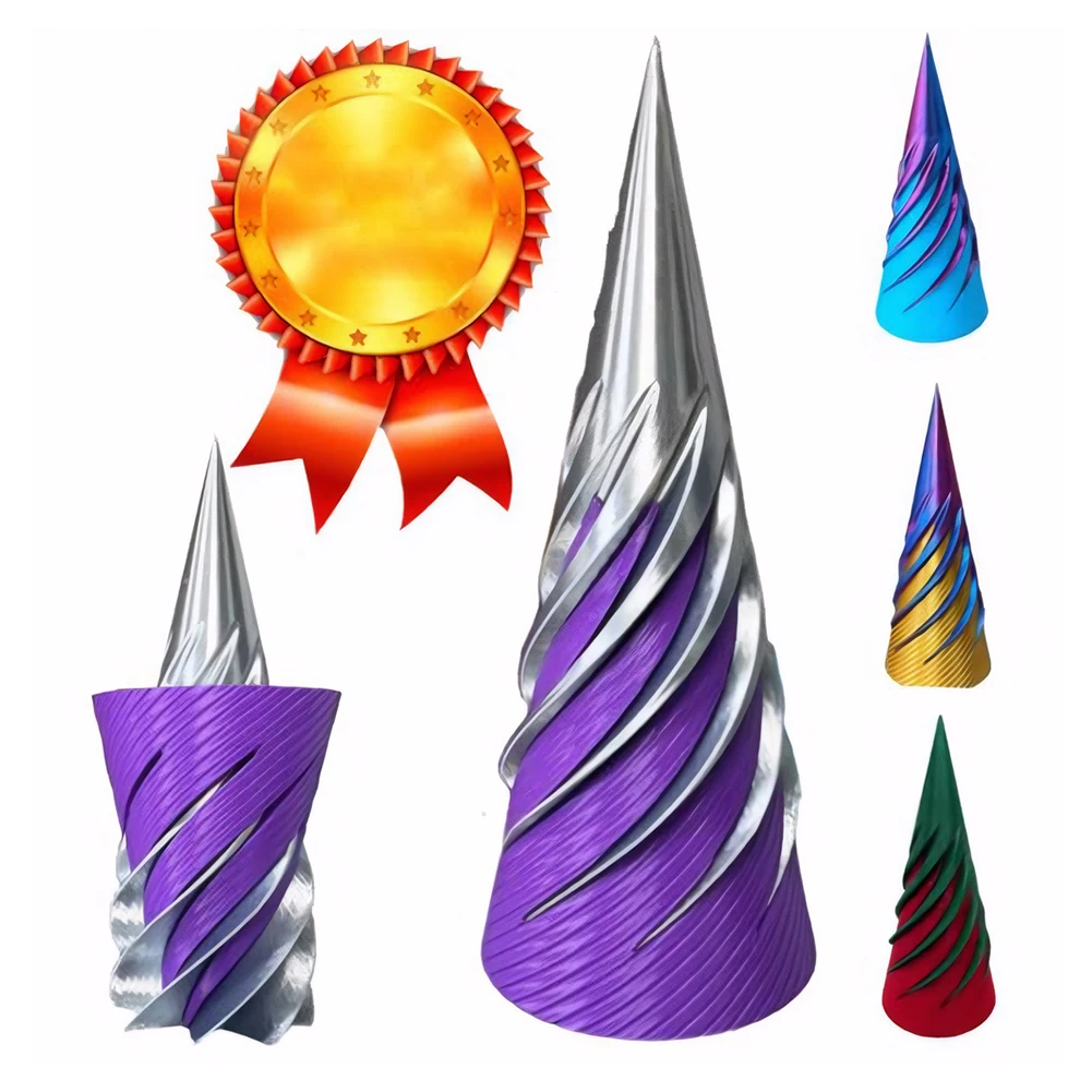 Mini 3D Printed Spiral Cone Toy Fidget Toy Stress Relief Impossible Pyramid Passthrough Sculpture Toy for Kids and Adults Gift