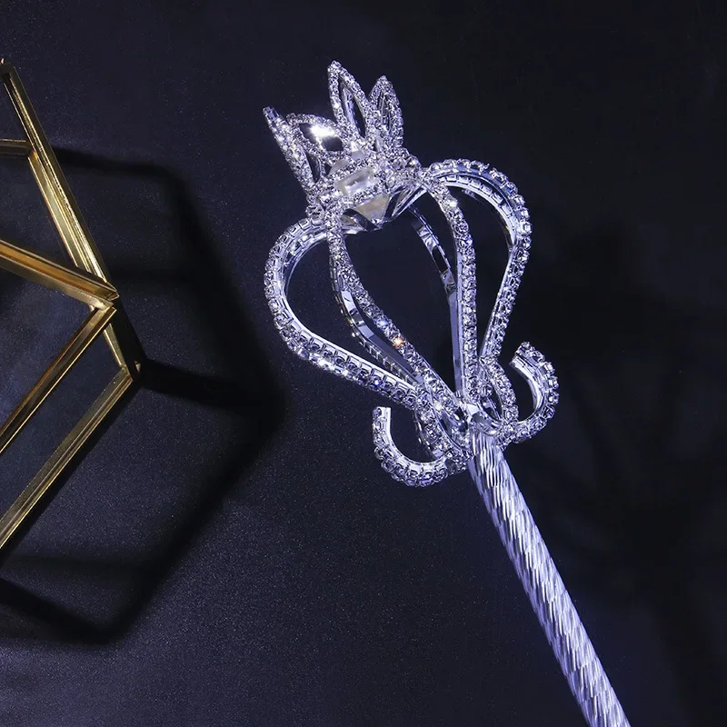 Halloween Party Heart Rhinestone Scepter Festival Cetro Wand Pageant Costume Mage Princess Props