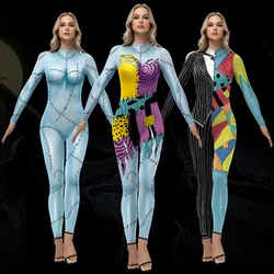 Cosplay Anime Movie Nightmare Before Christmas Sally Cosplay Costumes Halloween Women Slim Jumpsuit Catsuit Party Zenti Bodysuit