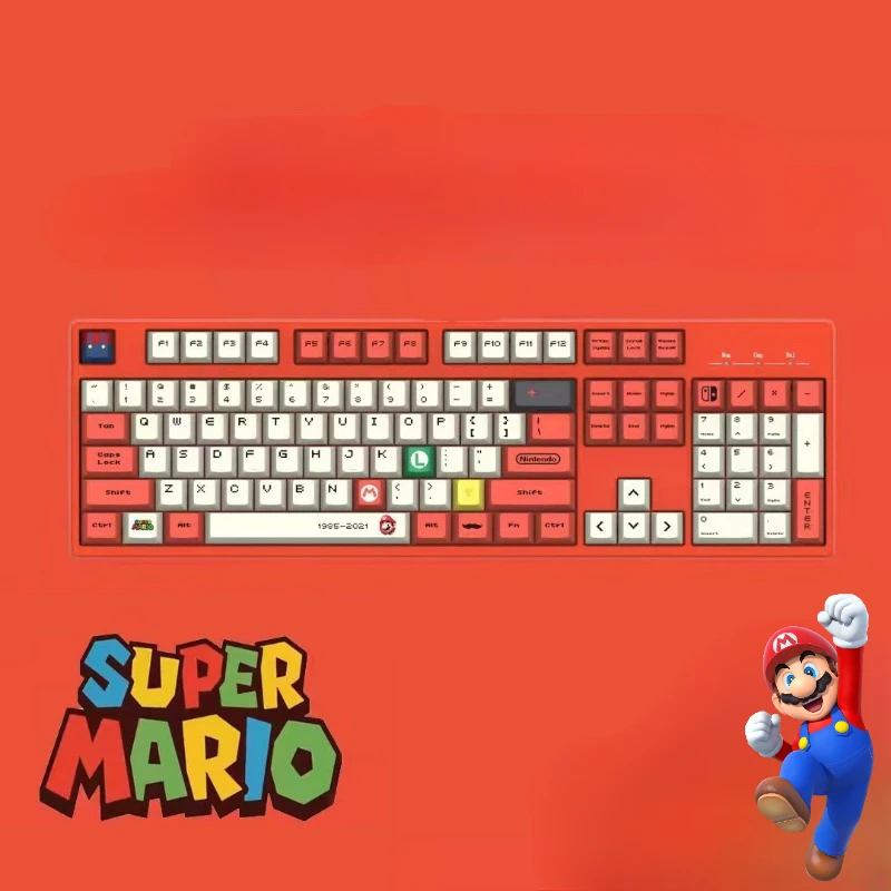 

Super Marios Bros 104 Keys Sublimation Mechanical Keyboard Removable Kawaii Anime Cosplay Gaming Keyboard Wired Keyboards Gifs