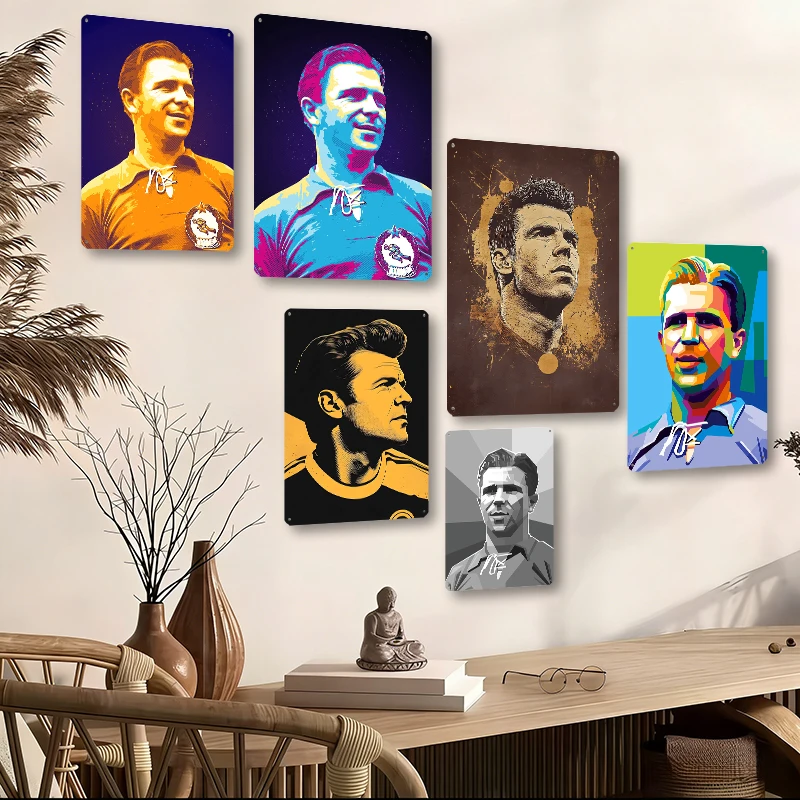 Ferenc Puskás Football Player Wall Art Metal Posters Custom Vintage Metal Tin Signs for Man Cave Room Decoration Home Sign House