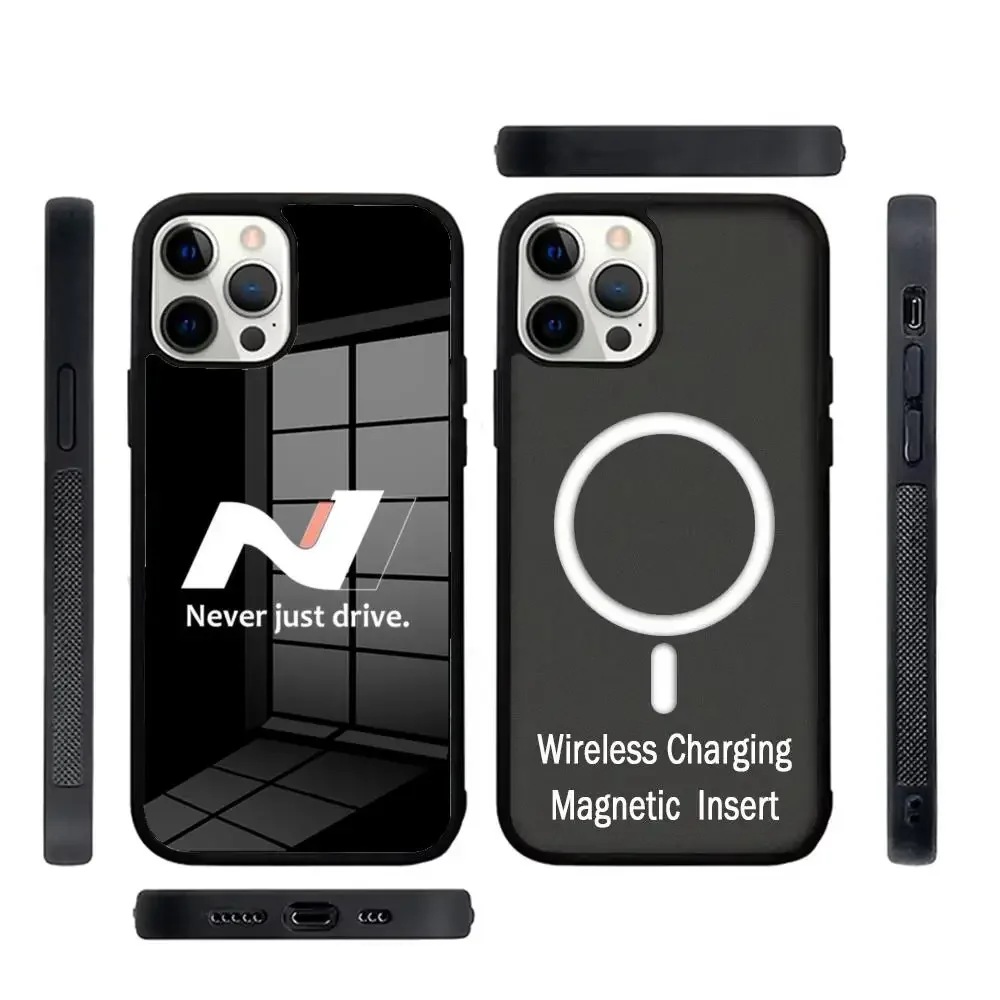 

Fashion Hyundai car Phone Case Glass For IPhone 16 15 Promax 14 13 Pro 12 11 Magnetic charging Covers