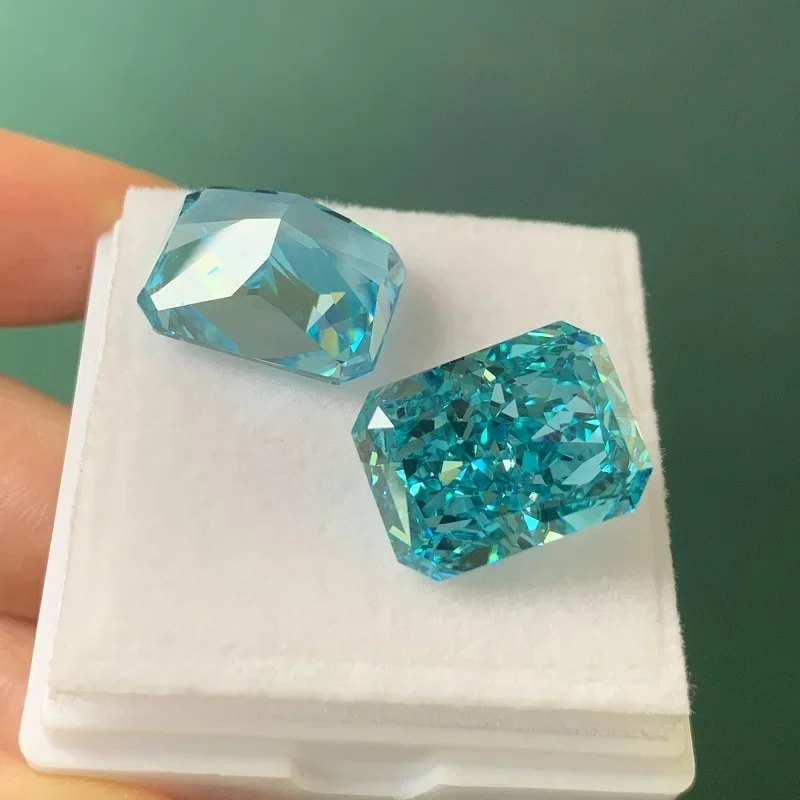 

YanYao Jewelry Unique Special Paraiba Color Radiant Cut 12x16mm Crushed Ice Cut Cubic Zirconia Loose Stone CZ Gemstones