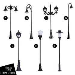 Miniatura LED Street Lamp Model Kit, 1:75, 100, 150, 12V, DIY, Jardim, Construção, Paisagem, Layout Materials, Diorama Kit, 5Pcs, Lote