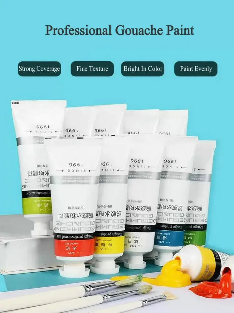 75ml Gouache Paint Tube Professional Painting Design Tinta Gouache Texture Fine Refill Art Supplies for Artist