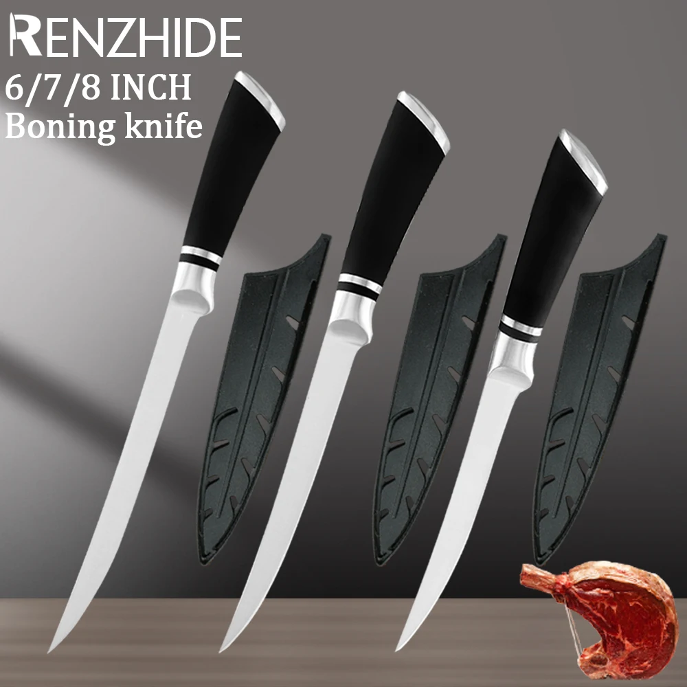 RZD Fishing Fillet Knives Set Stainless Steel 6'' 7'' 8'' Deboning Slicing Meat Japenese Kitchen Cooking Sushi Sashimi Tool