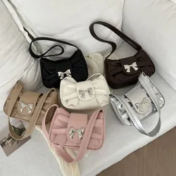 Trendy Bow Shoulder Bag Handbag Casual Underarm Bag Daily Commuting Bag PU Leather Lady Banquet Bag Business Women's Bag