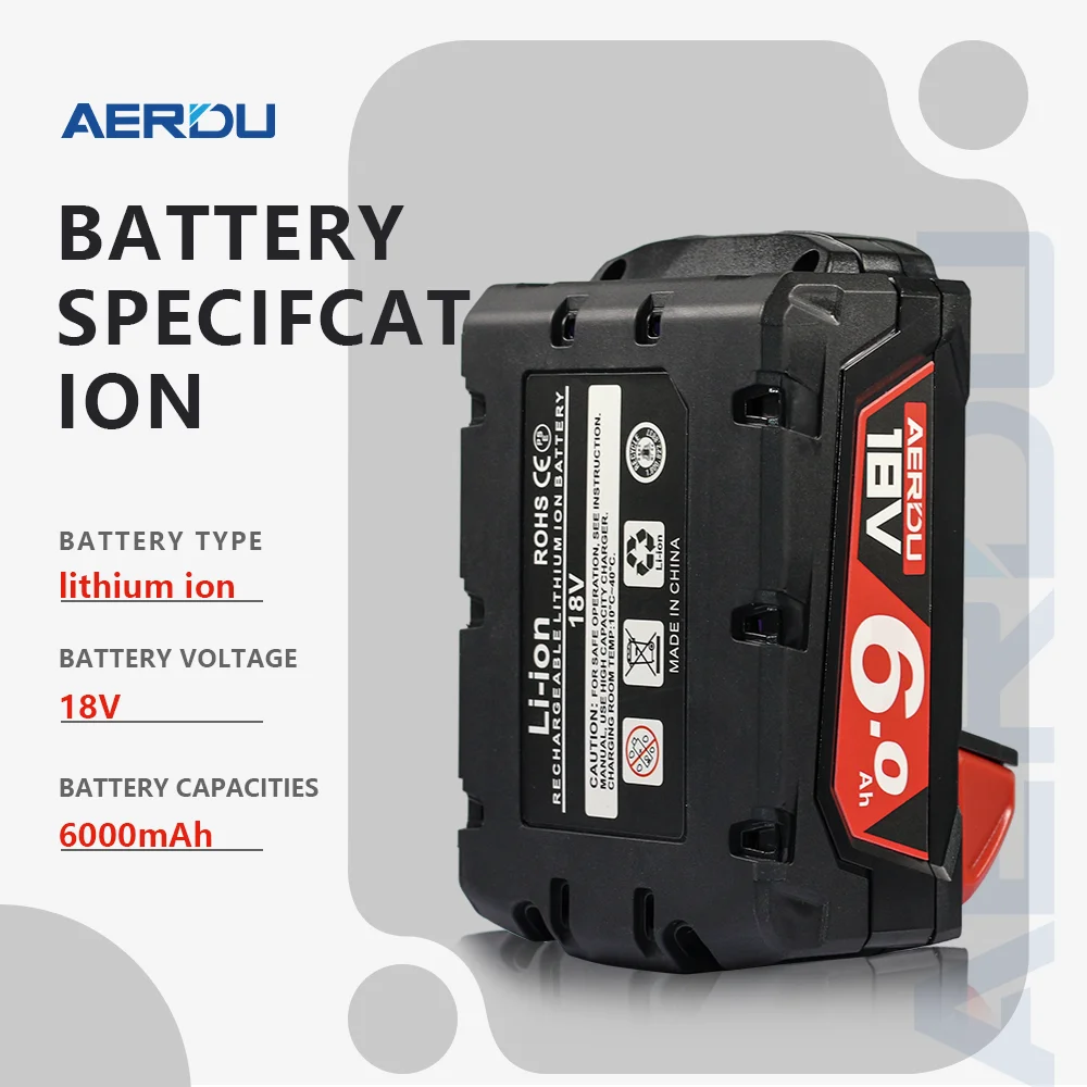 AERDU capacity 6Ah 18V Power Tool Batteries FOR Milwaukee 18V M18 Brand new 30Q Li-ion Battery 18V M18B6 18V XC Actual 48-11-181 - view 3