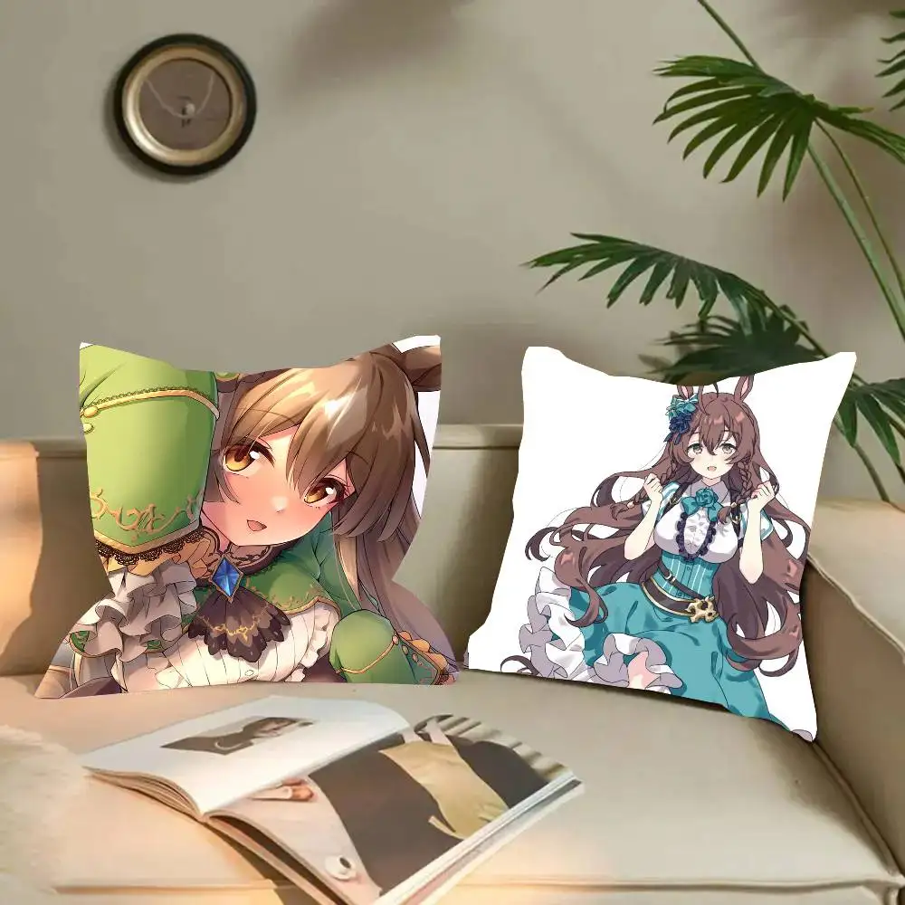 Mejiro Bright Anime Uma Musume Pillow Case Fashion Square Pillowcase Bedroom Sofa Room Ins Decoration Leisure