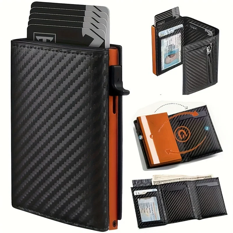 Luxury Large Capacity Business Card Holder Minimalist Magnetic Wallet RFID Blocking Card Organizer