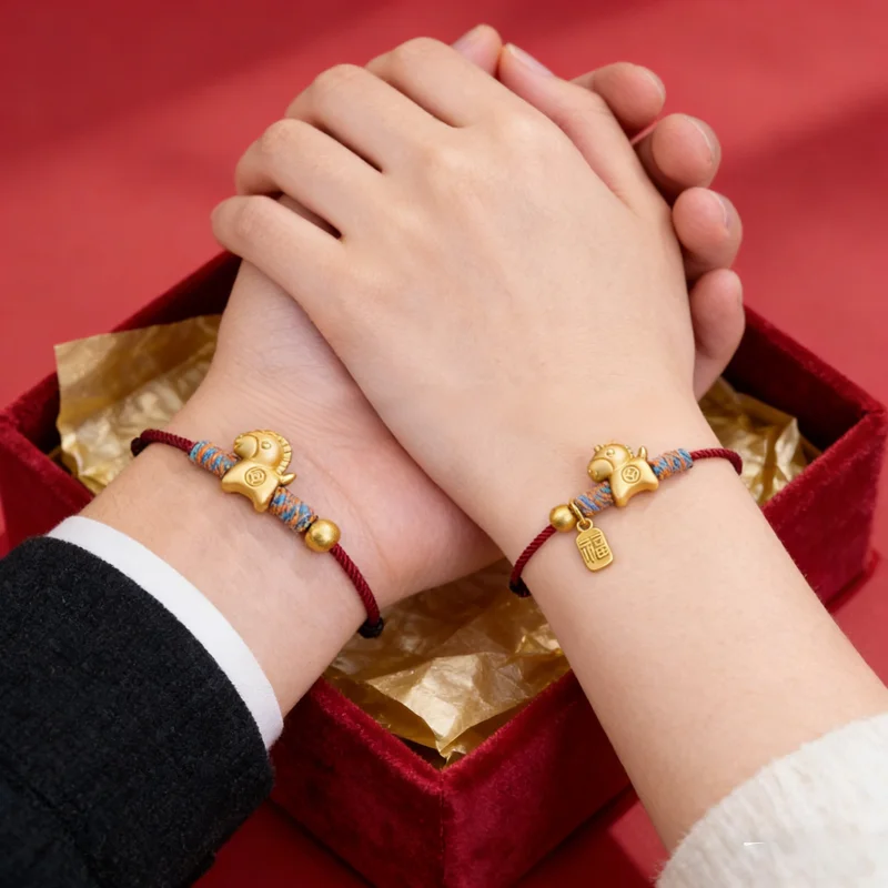 Pulsera de cuerda roja trenzada a mano para el Año del Caballo 2026, brazalete de buena suerte para el Año Nuevo, set de regalo