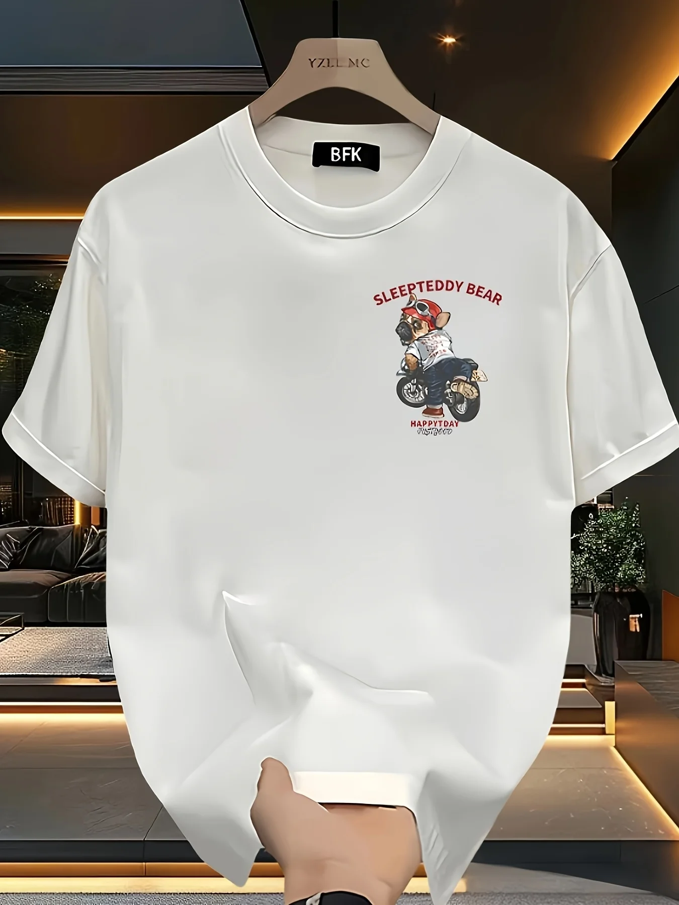 Summer 100% Cotton Men's T Shirt Comfortable Fabric Cute Puppy Pattern Trendy Fashionable Item Suitable Casual Wear At Home