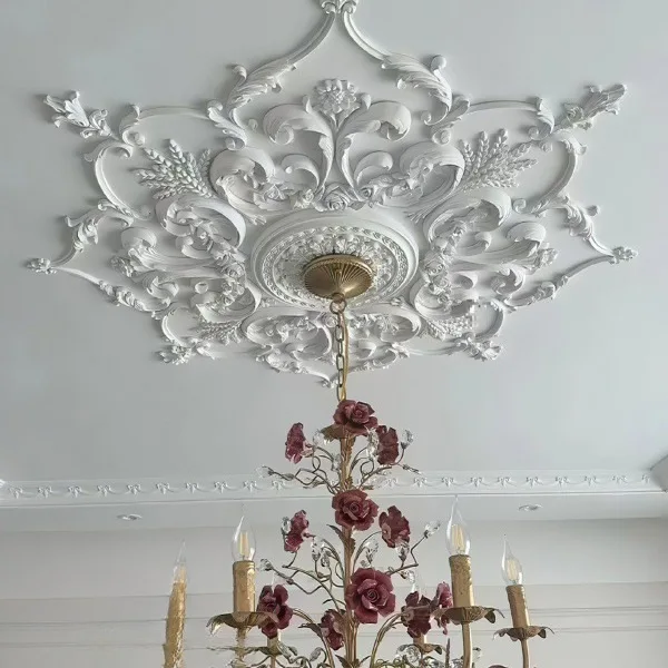 

French plaster line light plate French PU parquet light plate Dining disc Creative ceiling Non-plaster combination decoration