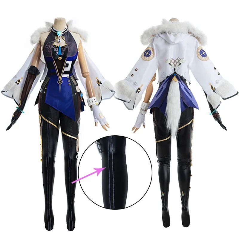 ROLECOS-Genshin Impact Yelan Cosplay Fato Feminino, Uniforme de Jogo, Roupa Sexy, Adorável, Festa de Halloween, Conjunto Completo