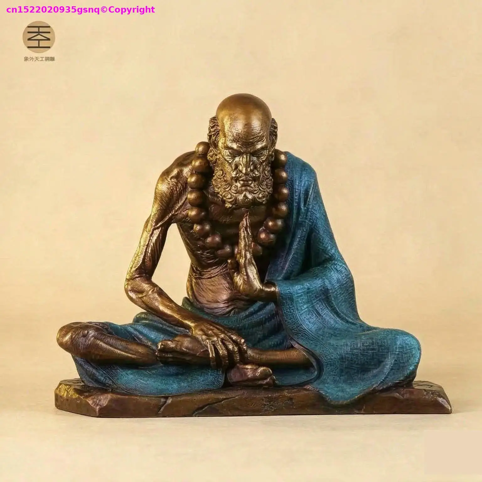 HOME Exquisite copper carving Zen Buddhism Patriarch Meditate on the Zen essence of Dharma warding off evil Attracting wealth