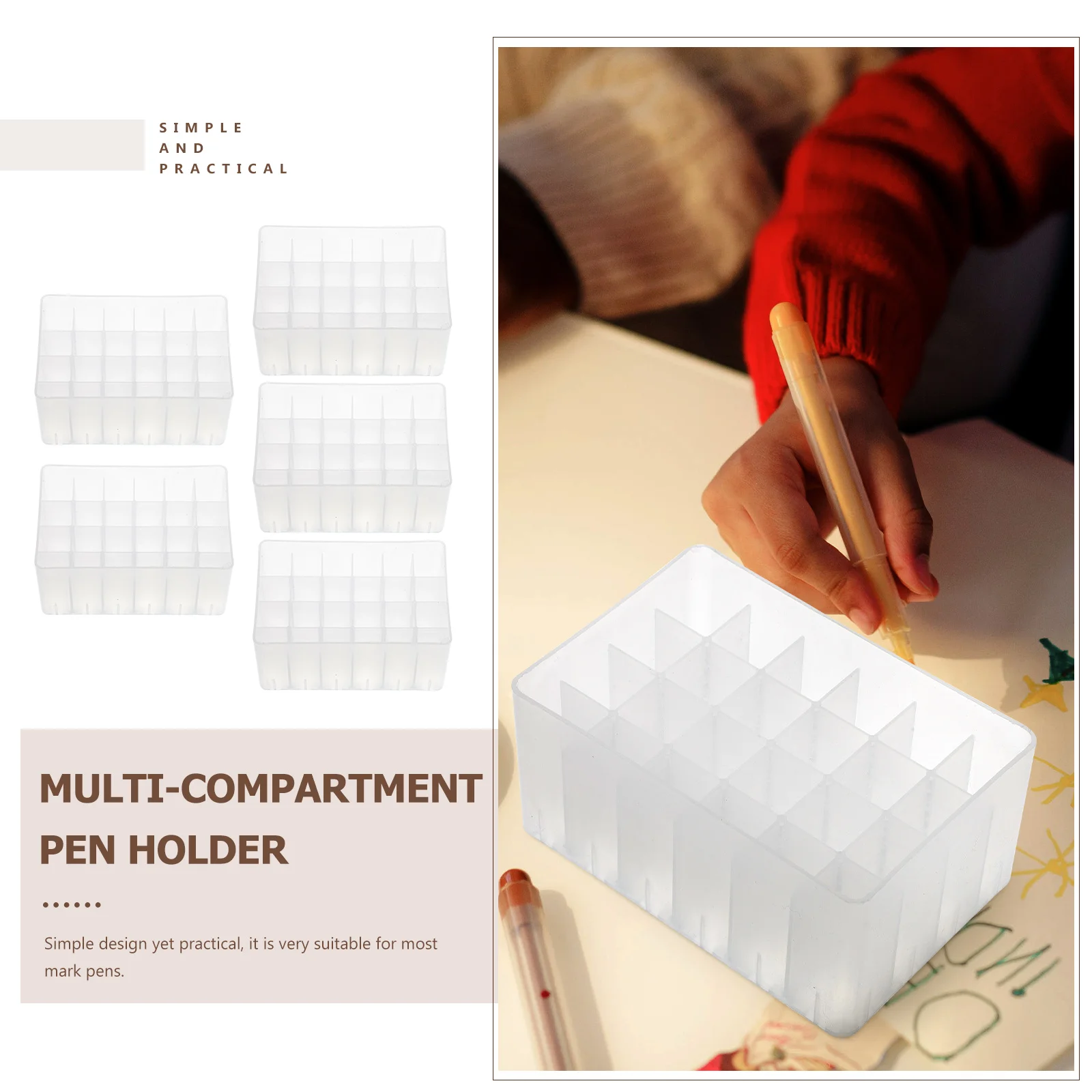 4 Pcs Marker Storage Box Plastic Holder Pen Sorting Base Desktop Stationery Organizer Stand