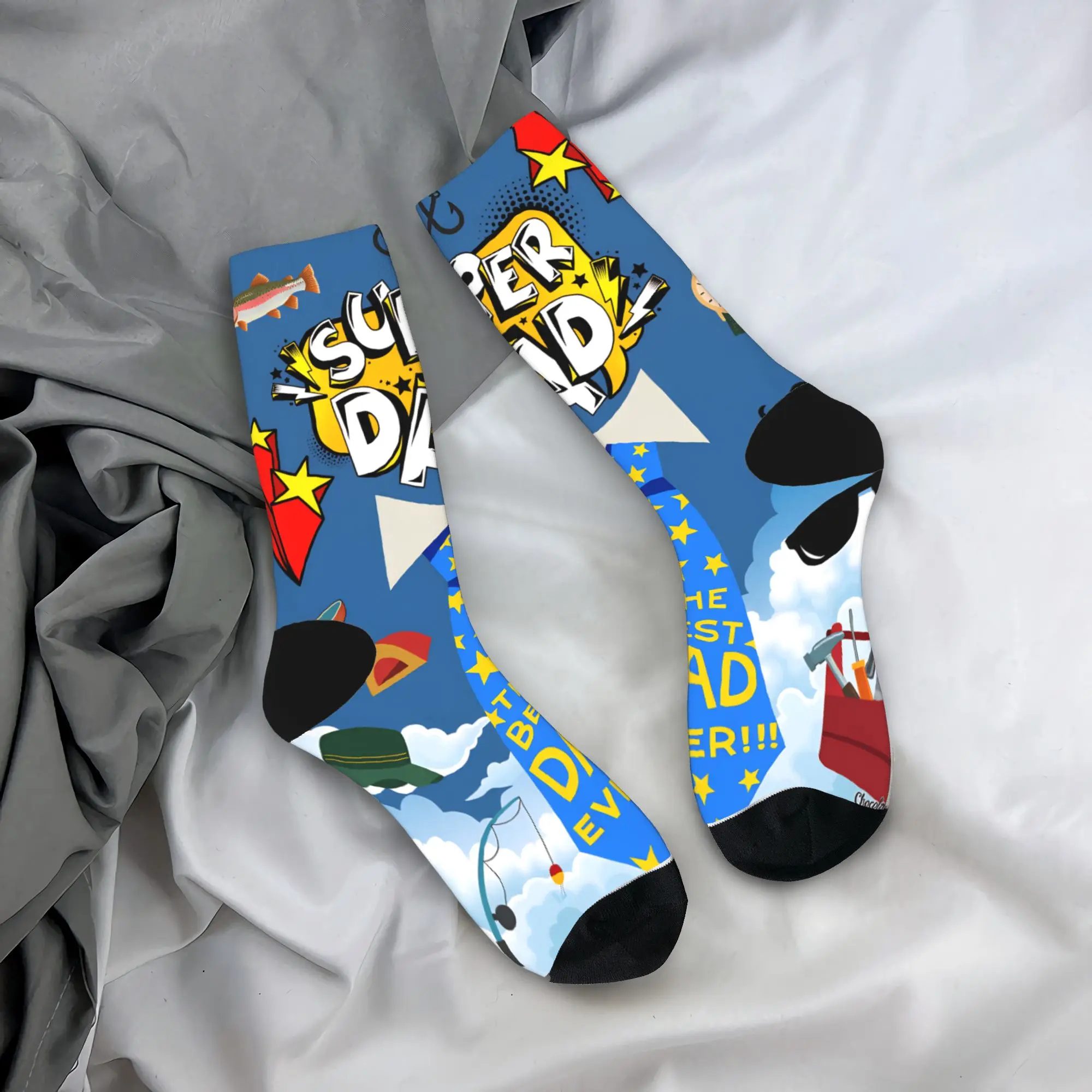 

Super Dad Socks Father's Day Harajuku Stockings Autumn Anti Bacterial Men's Socks High Quality Design Running Sports Socks