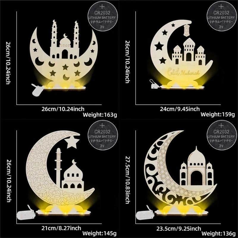 Eidmubarak Moon Desktop Ornament Exquisite Wooden