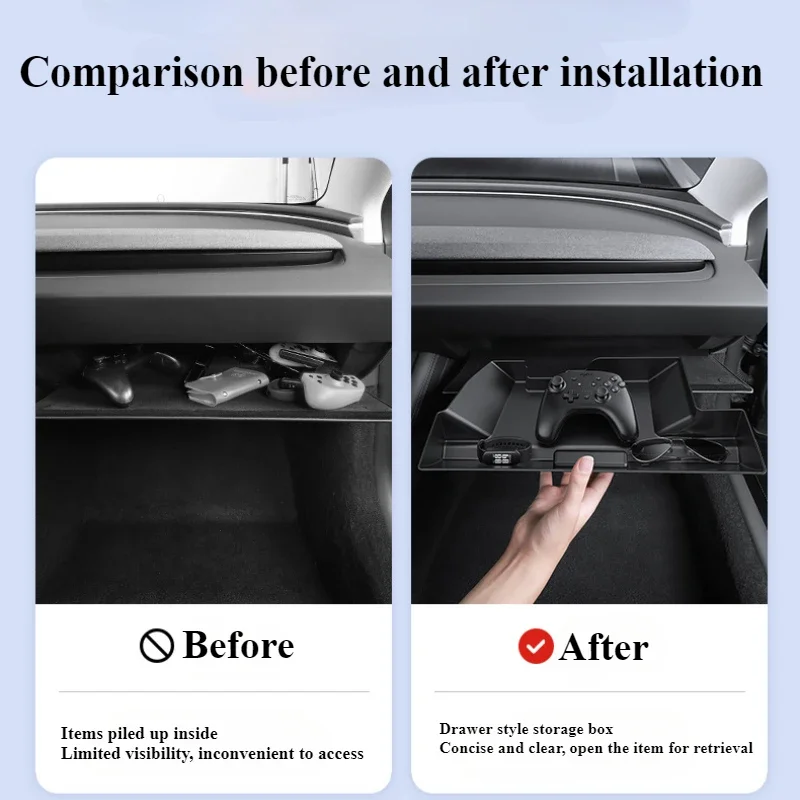 For Tesla Model 3 Highland 2024 Auto Accessories Glove Box Divider Organizer Partition Plates Storage Holder Glovebox Container