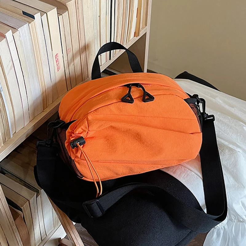 Orange Nylon Bags for Women 2026 Summer Easy Carrying Versatile One Shoulder Bag Large Capaciy Outside Travel Crossbody Bag