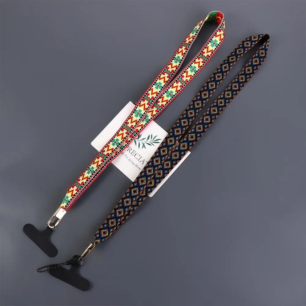 Universal Cross-body Phone Lanyard Ethnic Style Advanced Mobile Phone Chain Extended Embroidery Cellphone Strap Neck Hanging