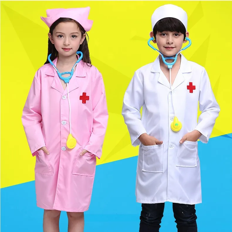 Children's Little Doctor Nurse Clothing Kindergarten Occupation Play Performance Play House White Coat Performance Clothing