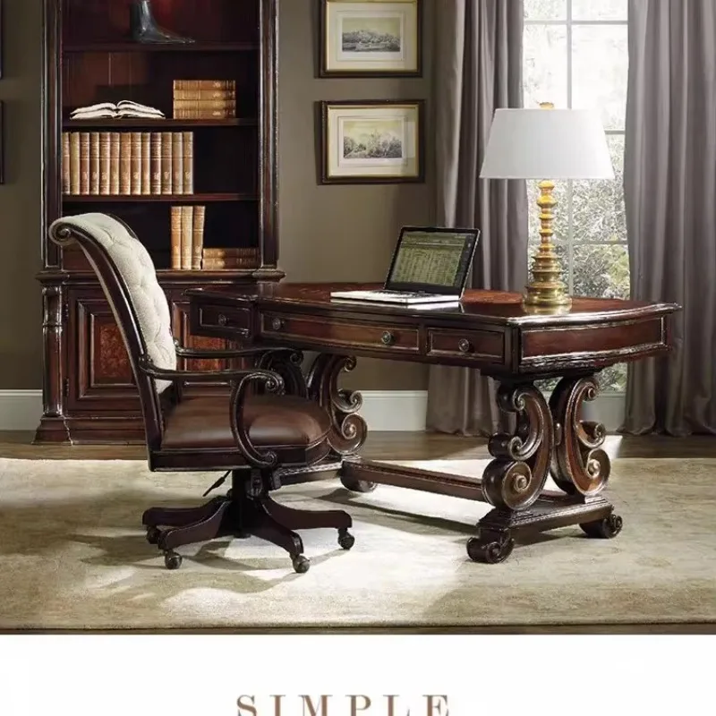 -style special combination full solid wood carving  desk