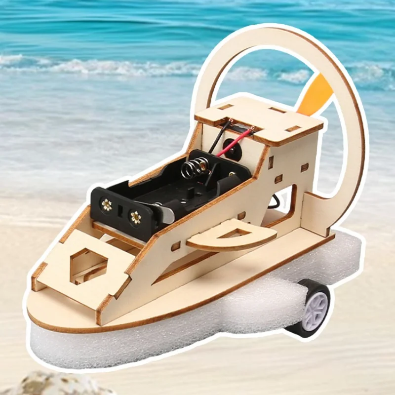 DIY Wooden Waterway Amphibious Vehicle Model STEM Wood Building Project Crafts Physics Kit for Birthday Classroom Teens Toy