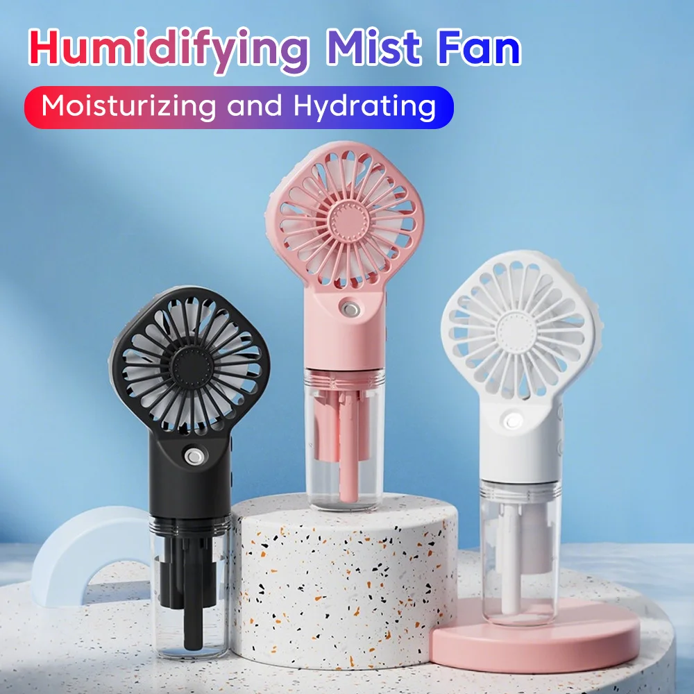 Humidifying Mist Fan Spray Handheld Fan Four-speed Instant Cooling Mist Spray Fan Long Life Charging Handheld Spray Mini Fan