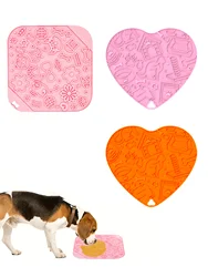 Square and heart-shaped dog and cat licking pads, silicone slow food pads with suction cups, can relieve anxiety in dog licking