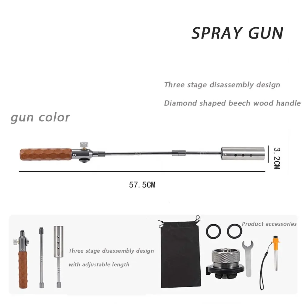 TARKA Camping Spray Gun Long Flame Igniter Hiking Portable Wooden Handle Burner Picnic Bbq Gas Tank Spray Gun Removable Spray Gu