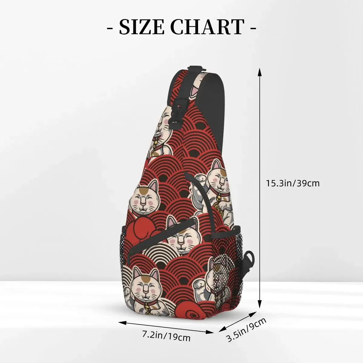 Japanese Style Crossbody Bag Sports Lucky Cat Pattern Chest Bag Unisex Women Man Fashion Shoulder Backpacks Travel