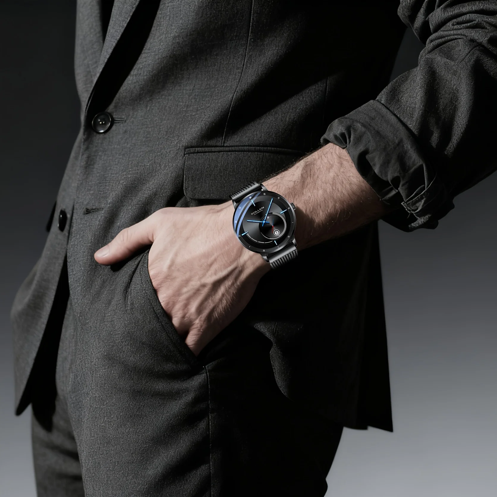 SOLLEN Fashion Men's Classic Automatic Mechanical Watch | Transparent Design, Water-Resistant, Ideal Gift for Men