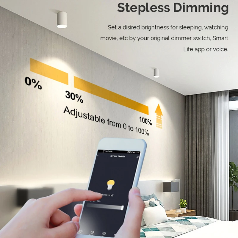 Modulo interruttore Dimmer intelligente Wifi fai-da-te Tuya/Smartlife APP telecomando bidirezionale compatibile con Alexa Google Home Voice Control